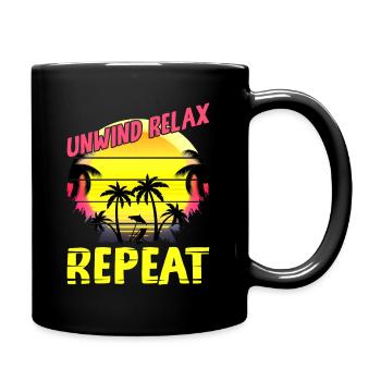 Beach Paradise Abschalten Entspannen wiederholen - Tasse einfarbig - Schwarz - Rechts