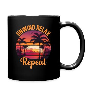 Beach Paradise Abschalten Entspannen wiederholen - Tasse einfarbig - Schwarz - Rechts