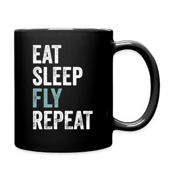 Manger dormir Voler Avions Répéter Pilote d’aviation - Mug uni - noir - Droite