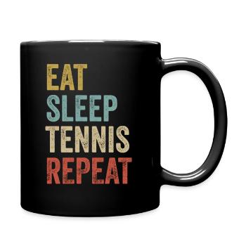 Essen Schlafen Tennis Wiederholen Tennisspieler anwesend - Tasse einfarbig - Schwarz - Rechts