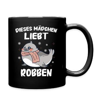 Robbe Robben Seerobbe Seelöwe Tier Seehund - Tasse einfarbig - Schwarz - Rechts