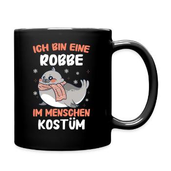 Robbe Robben Seerobbe Seelöwe Tier Seehund - Tasse einfarbig - Schwarz - Rechts
