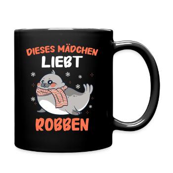 Robbe Robben Seerobbe Seelöwe Tier Seehund - Tasse einfarbig - Schwarz - Rechts