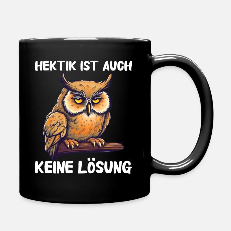Nachteule Eule Eulen Vogel - Tasse einfarbig - Schwarz