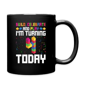 Spielzeugblöcke Geburtstag für Blockbau 4. - Mug uni - noir - Droite