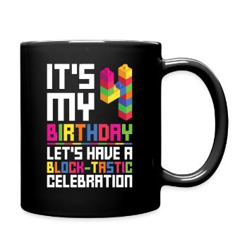 Blockgebäude Geburtstagsdesign Für 4 Jahre Junge - Mug uni - noir - Droite