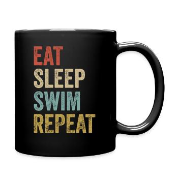 Eat Sleep Swim Repeat Funny Swimmer - Full Colour Mug - black - Right