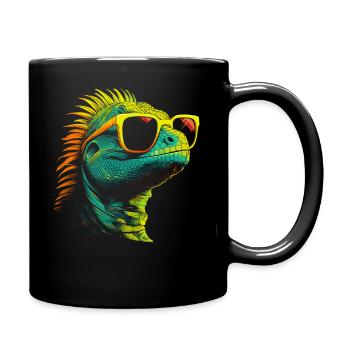 Iguana Eidechse Sonnenbrille - Tasse einfarbig - Schwarz - Rechts