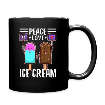 Peace Love Ice Cream - Tasse einfarbig - Schwarz - Rechts