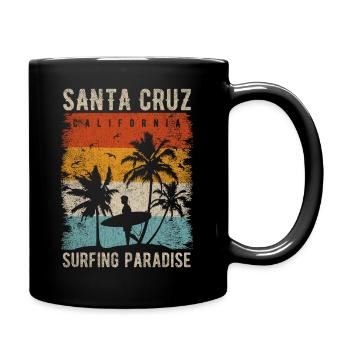 Retro Santa Cruz California Surfing Tee Santa Cruz - Full Colour Mug - black - Right