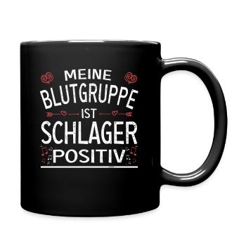 Meine Blutgruppe ist Schlager positiv - Tasse einfarbig - Schwarz - Rechts