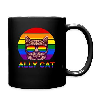 Ally Cat LGBT Gay Rainbow Pride Flagge Lustige Katze - Tasse einfarbig - Schwarz - Rechts