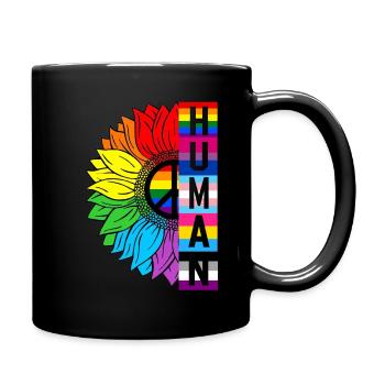 Humain Tournesol Arc-en-ciel Drapeau LGBT Fier Gay Pride - Mug uni - noir - Droite