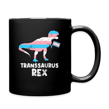 Transsaurus rex dinosaur in transgender flag - Full Colour Mug - black - Right