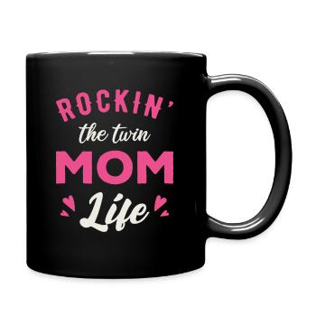 ROCKIN THE TWIN MOM LIFE - Full Colour Mug - black - Right