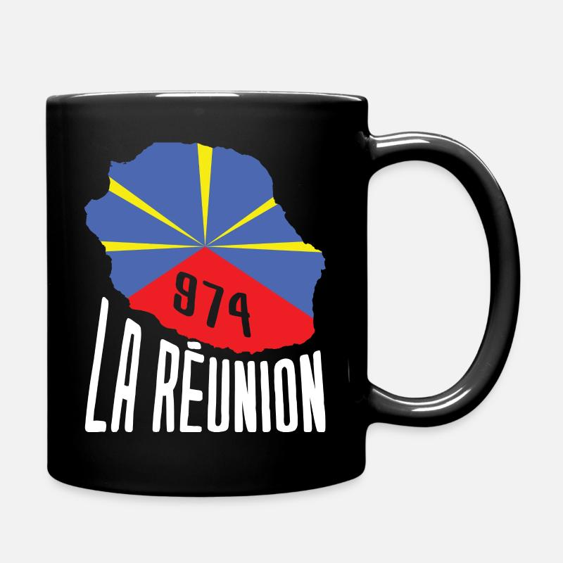 idee cadeau drapeau carte ile de la reunion 974 - Mug uni - noir