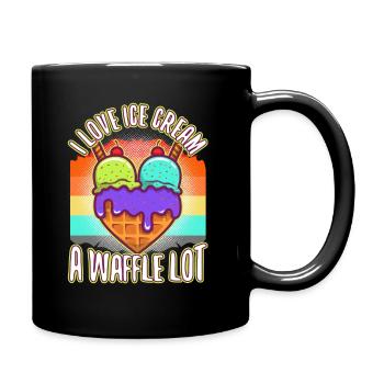 J’aime la crème glacée beaucoup gaufre - Mug uni - noir - Droite