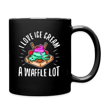 J’aime la crème glacée beaucoup gaufre - Mug uni - noir - Droite