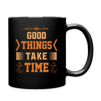 Good things take time - Gut Ding hat Weile - Full Colour Mug - black - Right