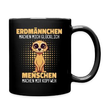 Erdmännchen Scharrtier Tier - Tasse einfarbig - Schwarz - Rechts