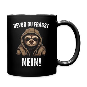 Faultier Faultiere Tier Schlafen Faul - Tasse einfarbig - Schwarz - Rechts