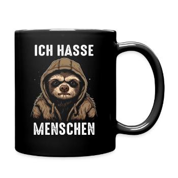 Faultier Faultiere Tier Schlafen Faul - Tasse einfarbig - Schwarz - Rechts