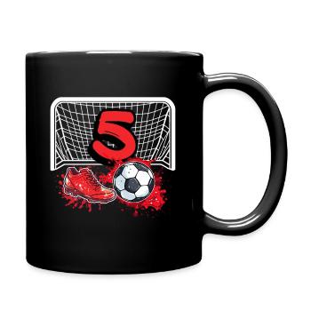 5. Geburtstag Fußball - Tasse einfarbig - Schwarz - Rechts