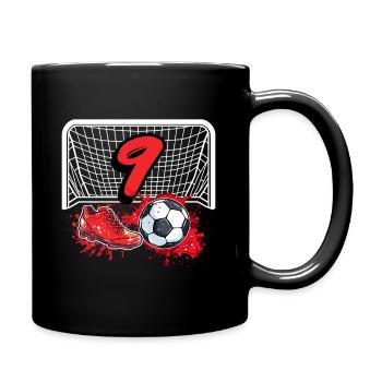 9. Geburtstag Fußball - Tasse einfarbig - Schwarz - Rechts