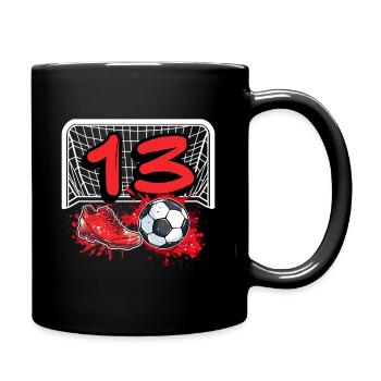 13. Geburtstag Fußball - Tasse einfarbig - Schwarz - Rechts
