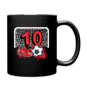 10. Geburtstag Fußball - Tasse einfarbig - Schwarz - Rechts