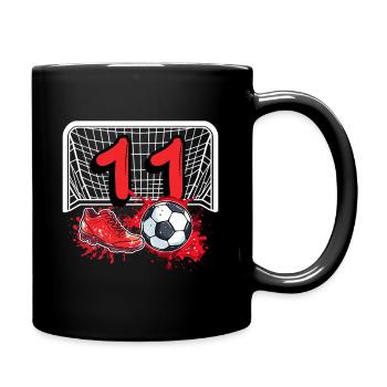 11. Geburtstag Fußball - Tasse einfarbig - Schwarz - Rechts