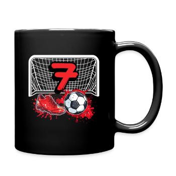 7. Geburtstag Fußball - Tasse einfarbig - Schwarz - Rechts