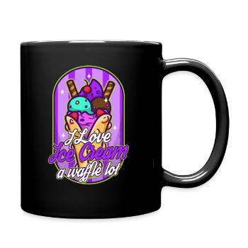 J’aime la crème glacée beaucoup gaufre - Mug uni - noir - Droite