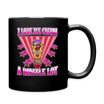 J’aime la crème glacée beaucoup gaufre - Mug uni - noir - Droite