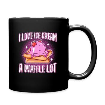 J’aime la crème glacée beaucoup gaufre - Mug uni - noir - Droite