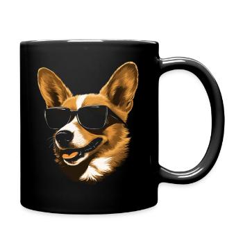 Corgi Sonnenbrille - Tasse einfarbig - Schwarz - Rechts