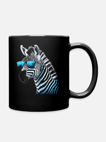 Kühle Zebra Sonnenbrille - Tasse einfarbig - Schwarz