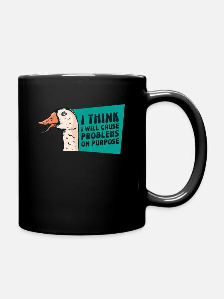 Goose Problems Farm Animal Cartoon Bird - Full Colour Mug - black