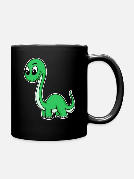 grüner Dino - Tasse einfarbig - Schwarz