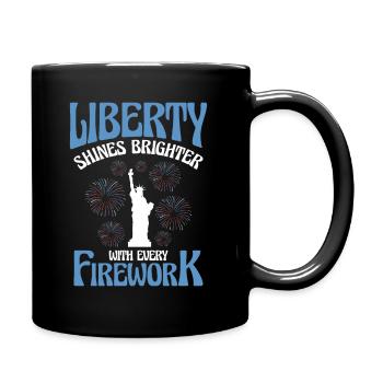 USA Independence Patriotic American Flag Fireworks - Full Colour Mug - black - Right