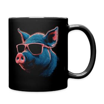 Kühle Schweinerbrille - Tasse einfarbig - Schwarz - Rechts