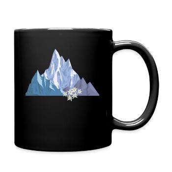 Alpen Berge Edelweiß Bergsteiger Wanderer - Tasse einfarbig - Schwarz - Rechts
