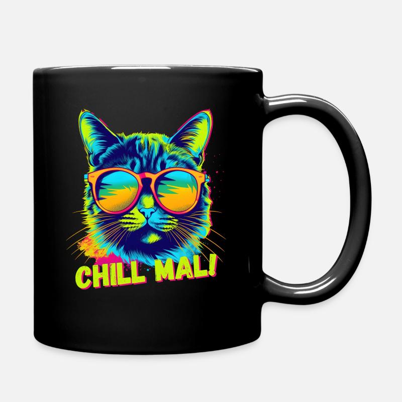 Chill mal Katze - Tasse einfarbig - Schwarz