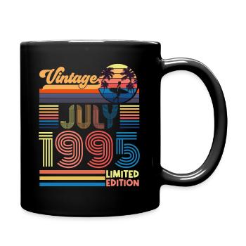 Jubiläum Juli 1995. Geschenk Juli 1995. - Tasse einfarbig - Schwarz - Rechts
