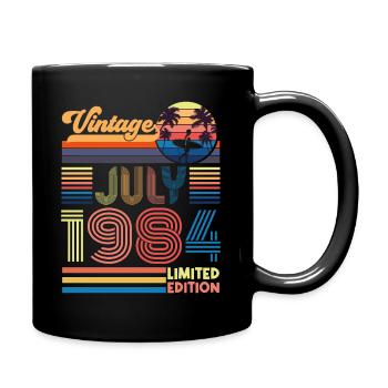 Geburtstag Juli 1984. Geschenk Juli 1984. - Tasse einfarbig - Schwarz - Rechts