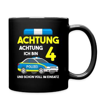 Polizist Einsatzleiter 3. Geburtstag Polizeiauto - Tasse einfarbig - Schwarz - Rechts