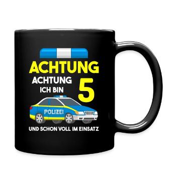 Polizist Einsatzleiter 5. Geburtstag Polizei - Tasse einfarbig - Schwarz - Rechts