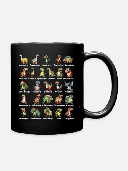 Dinosaurier ABC Dino Alphabet - Tasse einfarbig - Schwarz