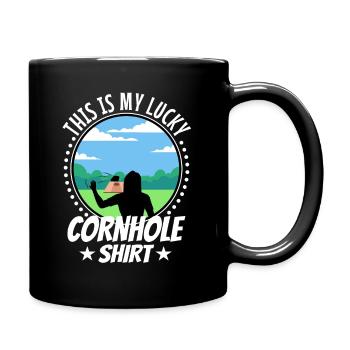 C’est ma chemise porte-bonheur en cornhole - Mug uni - noir - Droite