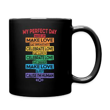 LGBT Pride equality no human is illegal - Full Colour Mug - black - Right